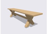Banc simple pieds croises sans dossier L200cm  sapin autoclave