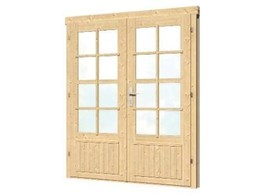 Porte double DL7 en Sapin 3/4 vitree  l159xH188 cm