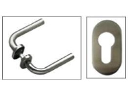 Paire de Poignee L120 mm avec rosaces retrecies  Inox