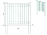 Portillon ajoure sapin autoclave Bouts Droits simple Battant L120  entre poteaux  x H120 HACOBOIS  poteaux et quincaillerie inclus