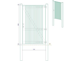 Portillon ajoure 2.0 - Sapin autoclave  - Simple Battant - 120 x 200 cm  L x H - quincaillerie inclus - Hors poteaux