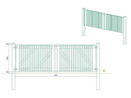 Portillon ajoure 2.0 - Sapin autoclave  - Double Battant - 300 x 100 cm  L x H - quincaillerie inclus - Hors poteaux