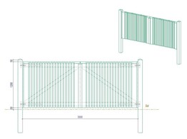 Portillon ajoure 2.0 - Sapin autoclave  - Double Battant - 300 x 120 cm  L x H - quincaillerie inclus - Hors poteaux