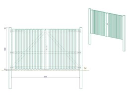 Portillon ajoure 2.0 - Sapin autoclave  - Double Battant - 300 x 180 cm  L x H - quincaillerie inclus - Hors poteaux