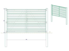 Portillon Plein double Battant cadre visse - Bardage Horizontal sapin autoclave - 300 x 180 cm -  quincaillerie et serrure complete inclus - Sans poteaux