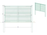 Portillon Plein double Battant cadre visse - Bardage Horizontal sapin autoclave - 300 x 180 cm -  quincaillerie et serrure complete inclus - Sans poteaux