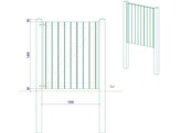 Portillon Plein simple Battant cadre visse - Bardage Vertical sapin autoclave - 120 x 140 cm - poteaux et quincaillerie inclus