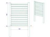 Portillon Plein simple Battant cadre visse - Bardage Horizontal sapin autoclave - 120 x 160 cm - poteaux  quincaillerie et serrure complete inclus