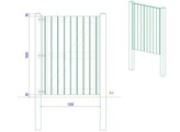 Portillon Plein simple Battant cadre visse - Bardage Vertical sapin autoclave - 120 x 160 cm - poteaux et quincaillerie inclus