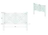 Portail Style Anglais - Double L 240  entre poteaux  X H 120 cm - Planches de 38x120 mm Autoclavees - Poteaux et quincaillerie inclus