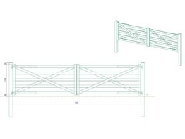 Portail Style Anglais - Double L 500  entre poteaux  X H 120 cm - Planches de 38x89 mm Autoclavees - Poteaux et quincaillerie inclus