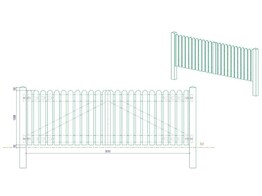 Portillon ajoure sapin autoclave Bouts Arrondis double Battant L300  entre poteaux  x 100 HACOBOIS  poteaux et quincaillerie inclus