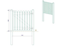 Portillon ajoure sapin autoclave Bouts Arrondis simple Battant L100  entre poteaux  x H100 HACOBOIS  poteaux et quincaillerie inclus