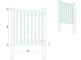 Portillon ajoure sapin autoclave Bouts Arrondis simple Battant L100  entre poteaux  x H120 HACOBOIS  poteaux et quincaillerie inclus