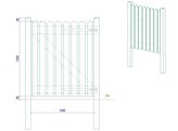 Portillon ajoure sapin autoclave Bouts Arrondis simple Battant L100  entre poteaux  x H120 HACOBOIS  poteaux et quincaillerie inclus