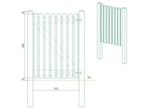 Portillon ajoure sapin autoclave Bouts Arrondis simple Battant L100  entre poteaux  x H140 HACOBOIS  poteaux et quincaillerie inclus