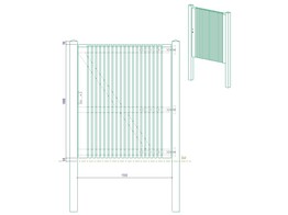 Portillon ajoure 2.0 - Sapin autoclave  - Simple Battant - 150 x 180 cm  L x H - quincaillerie inclus - Hors poteaux