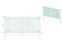 Portillon ajoure sapin autoclave Bouts Arrondis double Battant L300  entre poteaux  x 140 HACOBOIS  poteaux et quincaillerie inclus