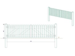 Portillon ajoure sapin autoclave Bouts Arrondis double Battant L300  entre poteaux  x 80 HACOBOIS  poteaux et quincaillerie inclus